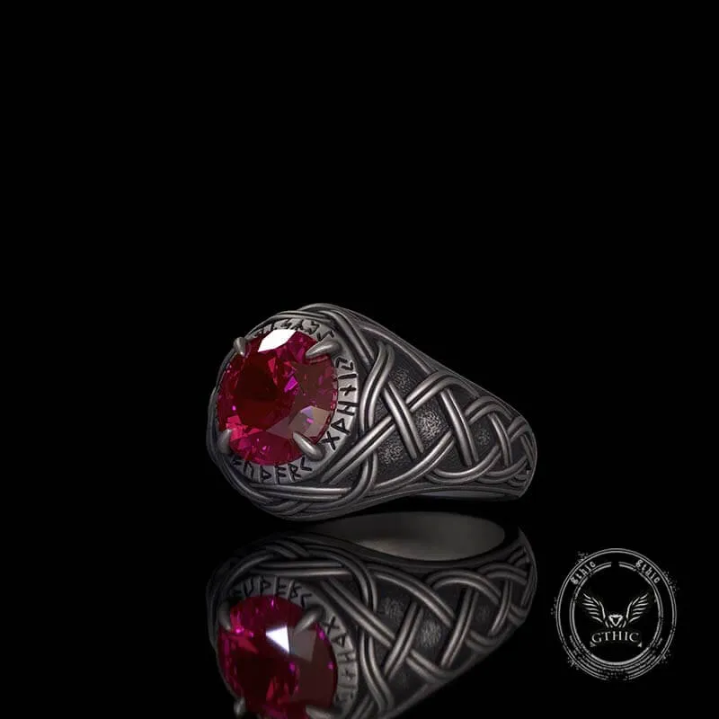 Celtic Knot Viking Rune Zircon Sterling Silver Ring sold by GTHIC product image thumbnail 3