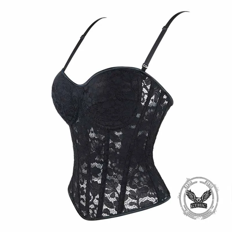 Sexy Lace Mesh Side Zipper Suspender Corset sold by GTHIC product image thumbnail 4