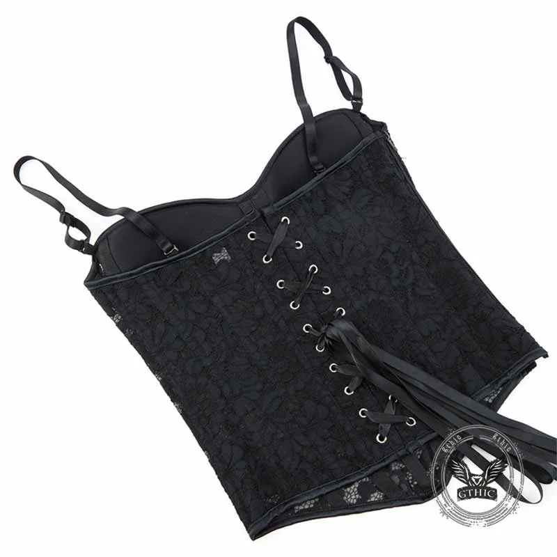 Sexy Lace Mesh Side Zipper Suspender Corset sold by GTHIC product image thumbnail 3