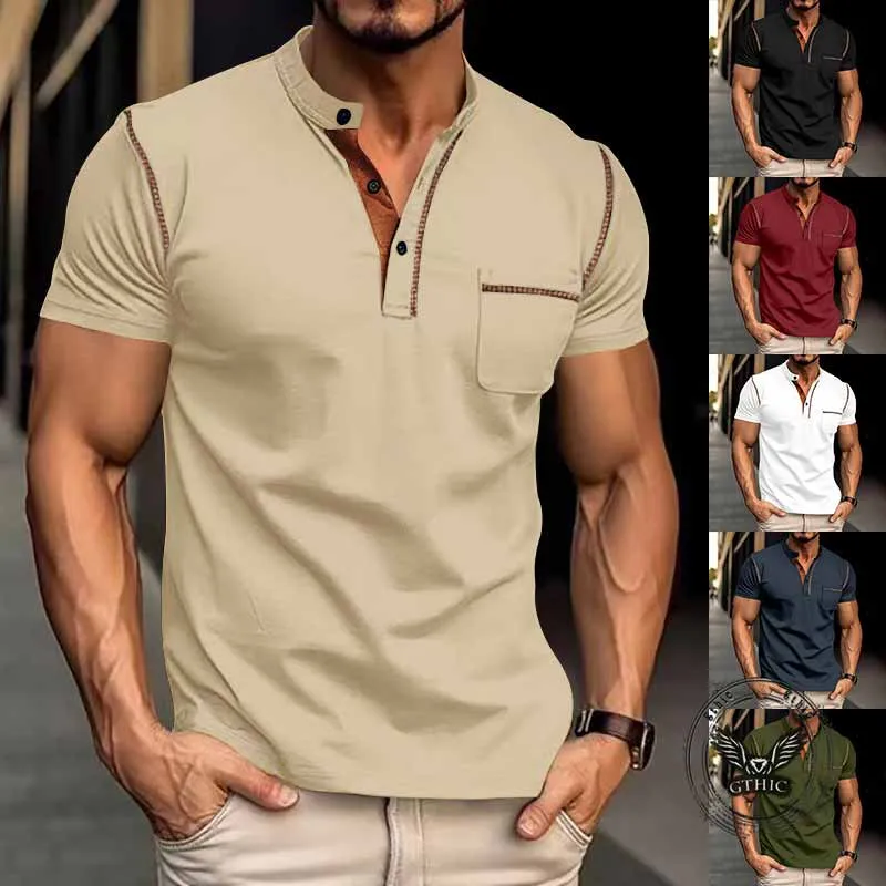 American Casual Quick Dry Button Henley Polo Shirt sold by GTHIC