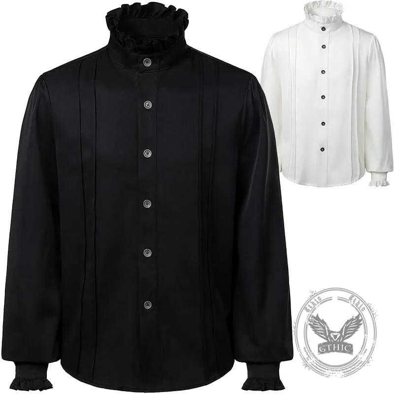 Renaissance Victorian Stand Collar Pleated Pirate Shirt sold by GTHIC
