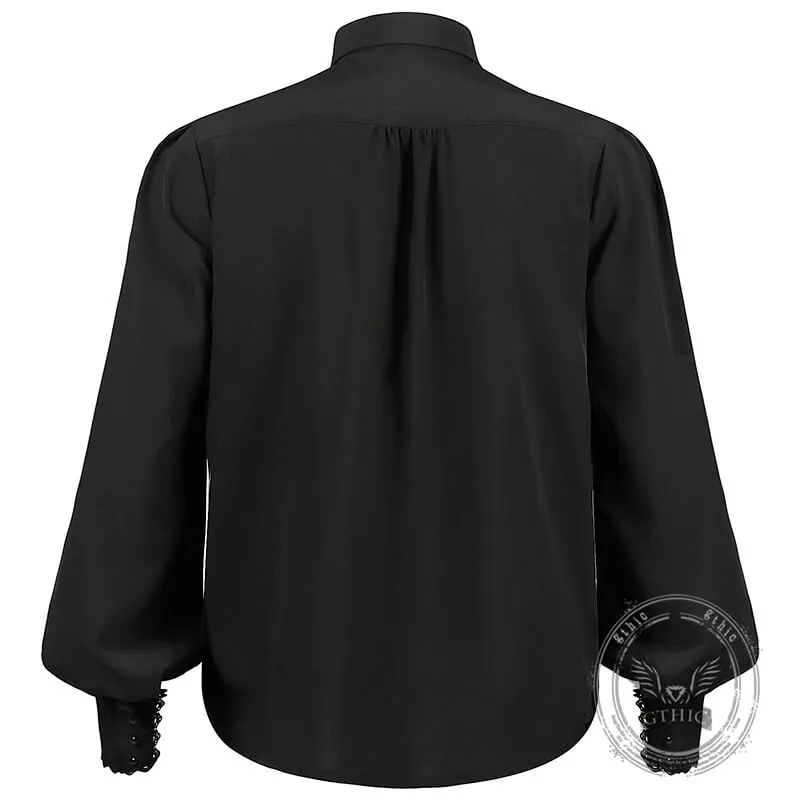 Medieval Victorian Lace Trim Pleated Shirt sold by GTHIC product image thumbnail 4
