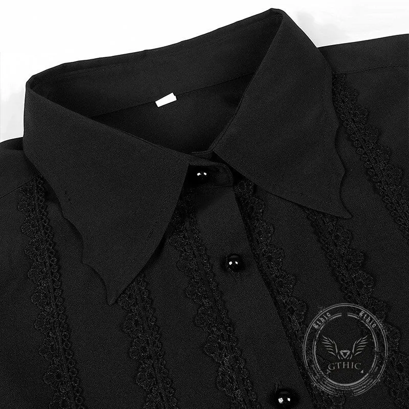 Medieval Victorian Lace Trim Pleated Shirt sold by GTHIC product image thumbnail 5