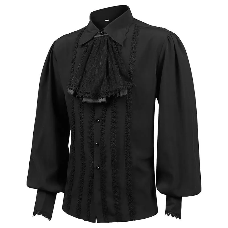 Medieval Victorian Lace Trim Pleated Shirt sold by GTHIC product image thumbnail 3