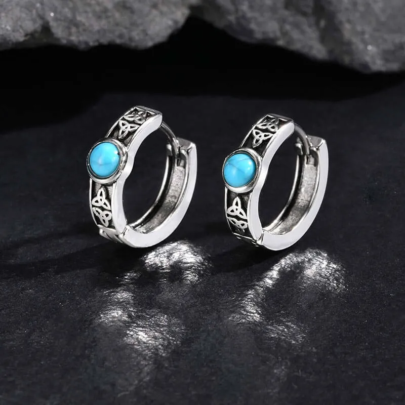 Viking Celtic Knot Turquoise Stainless Steel Hoop Earrings sold by GTHIC