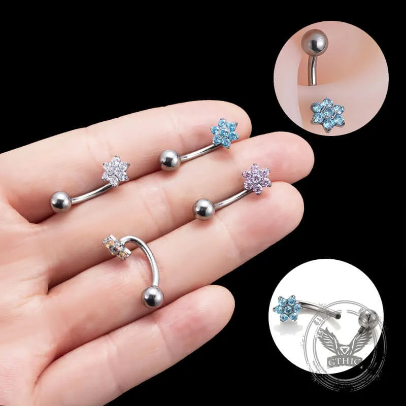 Flower Zircon G23 Titanium Belly Button Ring made by GTHIC