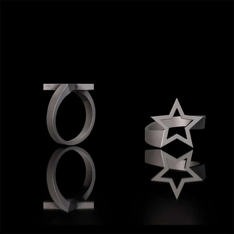 Minimalist Hollow Sun Moon Star Sterling Silver Ring sold by GTHIC product image thumbnail 2