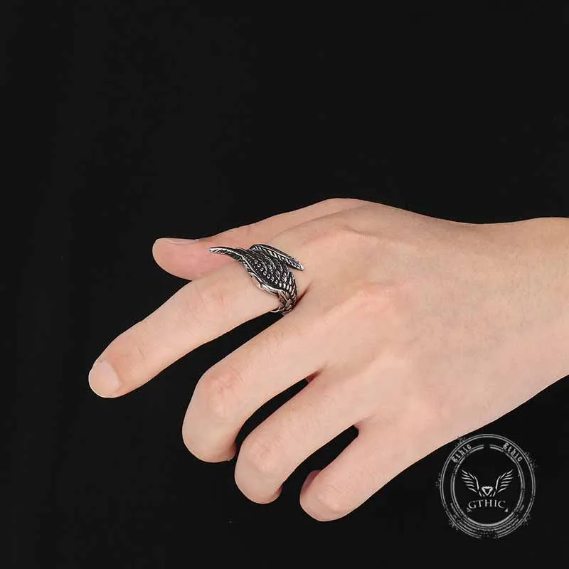 Vintage Feather Guardian Wings Stainless Steel Ring sold by GTHIC product image thumbnail 3