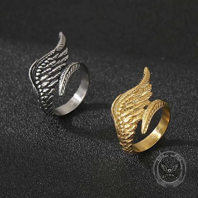 Vintage Feather Guardian Wings Stainless Steel Ring sold by GTHIC product image thumbnail 4