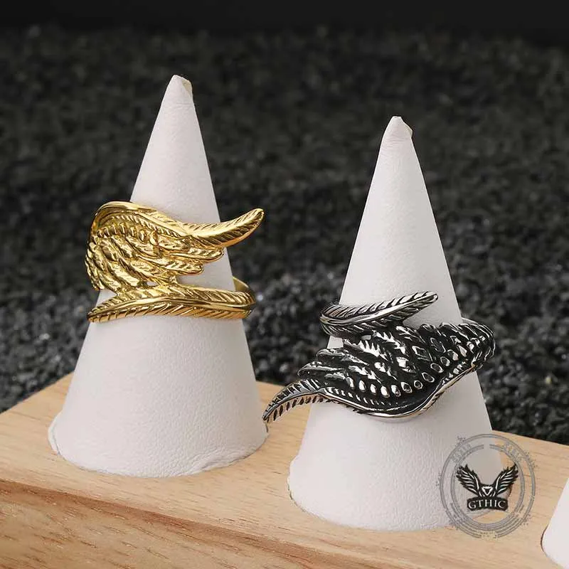 Vintage Feather Guardian Wings Stainless Steel Ring sold by GTHIC product image thumbnail 5