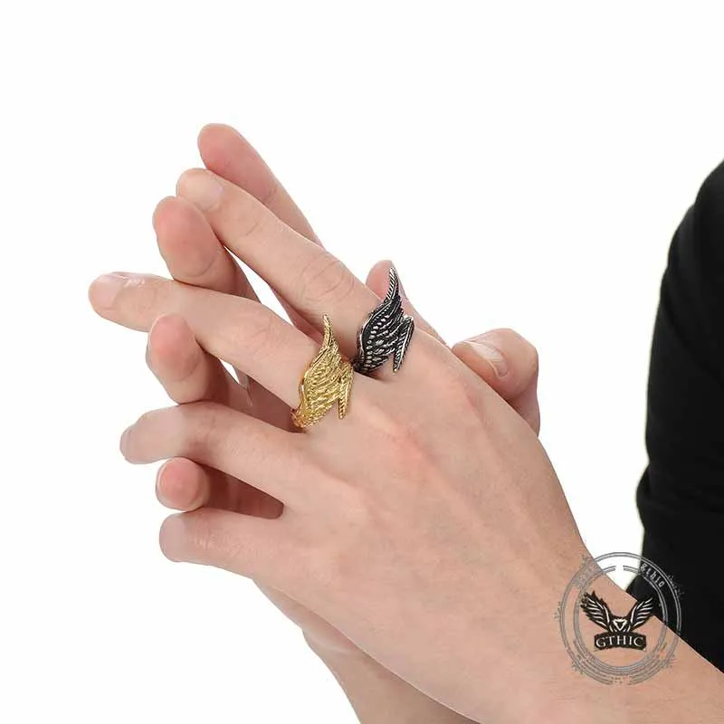 Vintage Feather Guardian Wings Stainless Steel Ring sold by GTHIC product image thumbnail 2