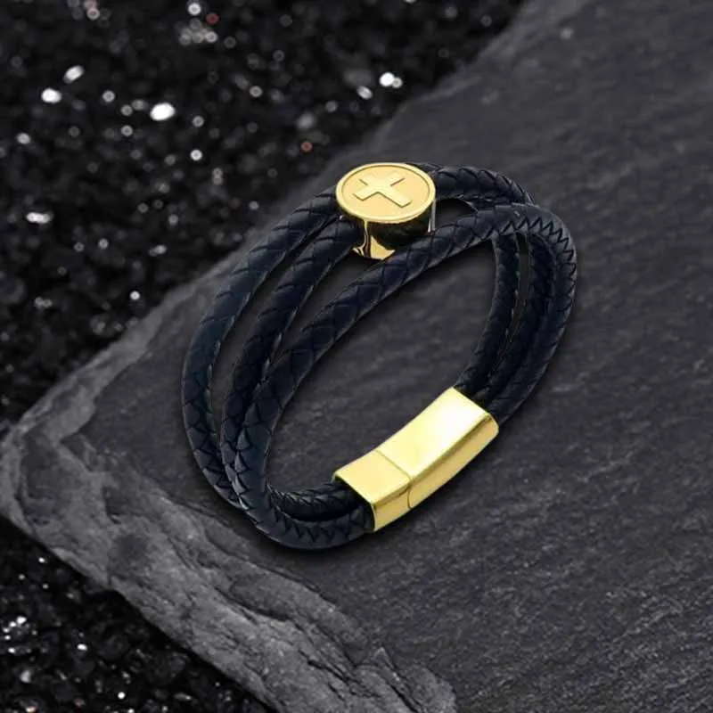 Retro Three Layer Cross Stainless Steel Leather Bracelet sold by GTHIC product image thumbnail 3