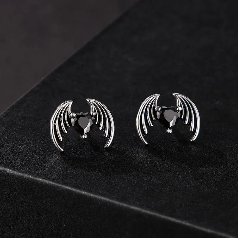 Personalized Devil Wings Heart Zircon Stainless Steel Earrings sold by GTHIC