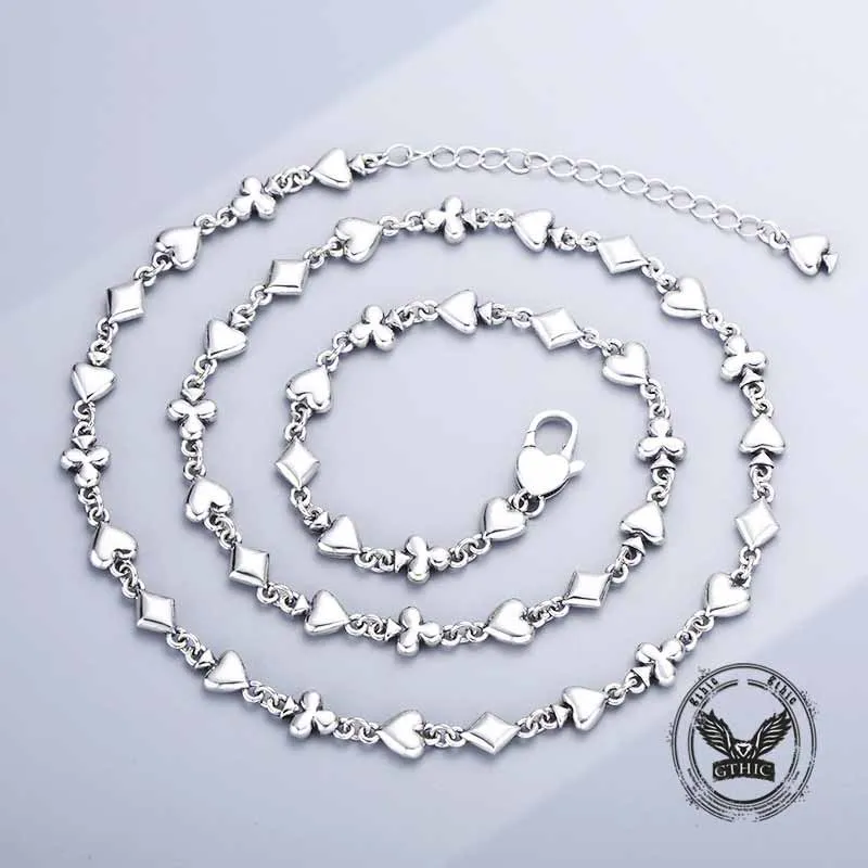 Vintage Playing Card Pattern Sterling Silver Necklace sold by GTHIC