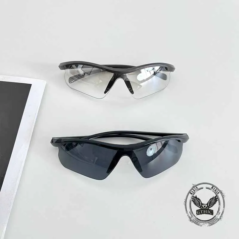 Y2K Half-Frame UV-Proof Outdoor Punk PC Sunglasses sold by GTHIC