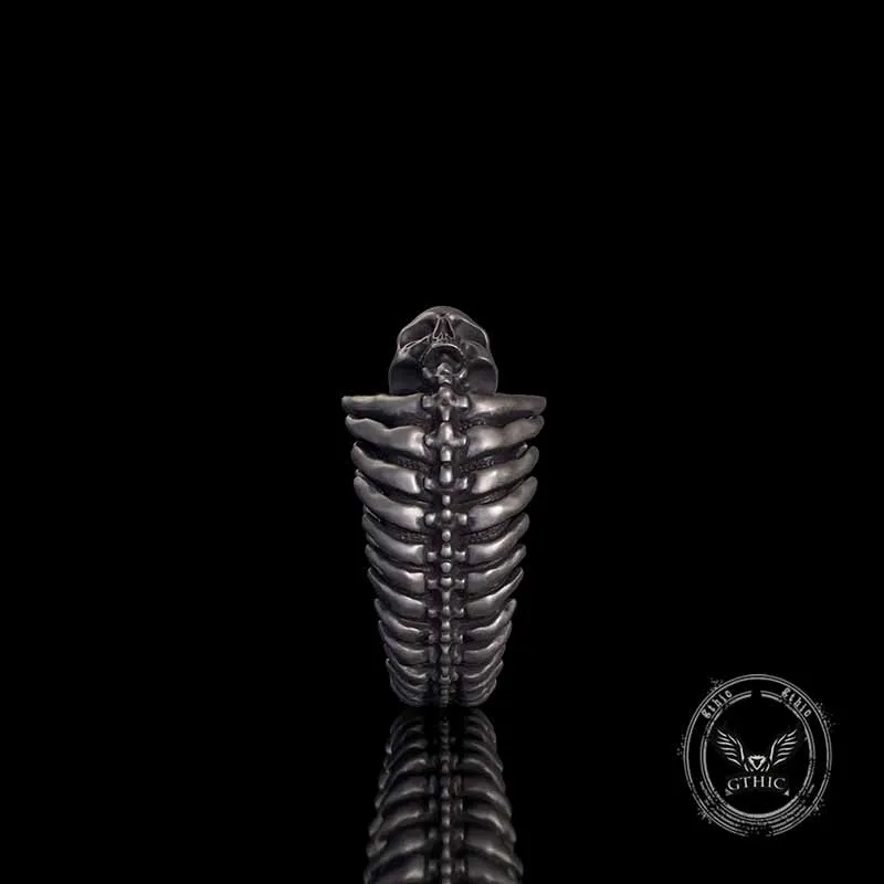 Gothic Skull Head Spine Sterling Silver Ring sold by GTHIC product image thumbnail 5