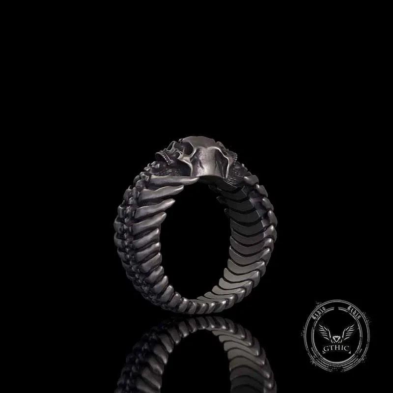 Gothic Skull Head Spine Sterling Silver Ring sold by GTHIC product image thumbnail 2