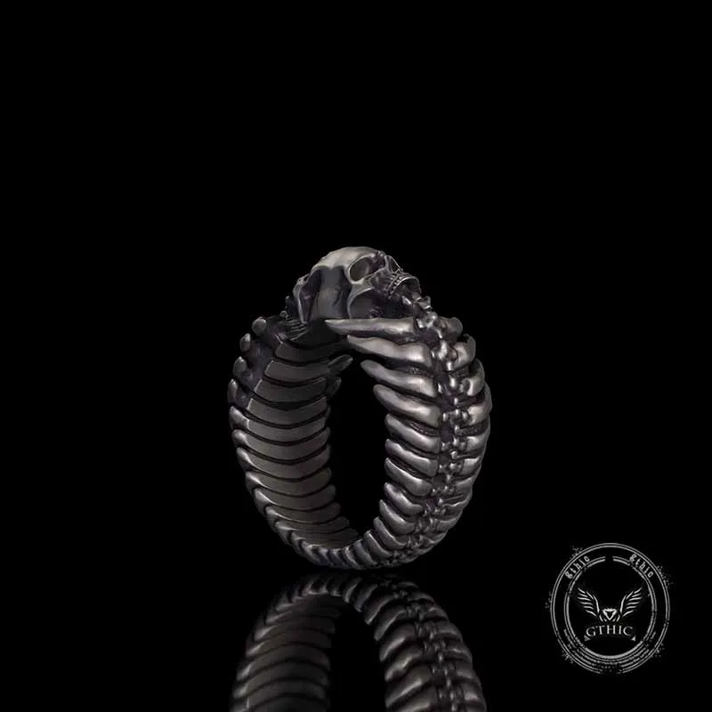 Gothic Skull Head Spine Sterling Silver Ring sold by GTHIC product image thumbnail 4