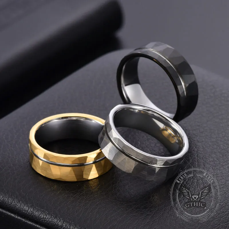 Simple Flat Hammered Tungsten Steel Wide Ring sold by GTHIC product image thumbnail 3