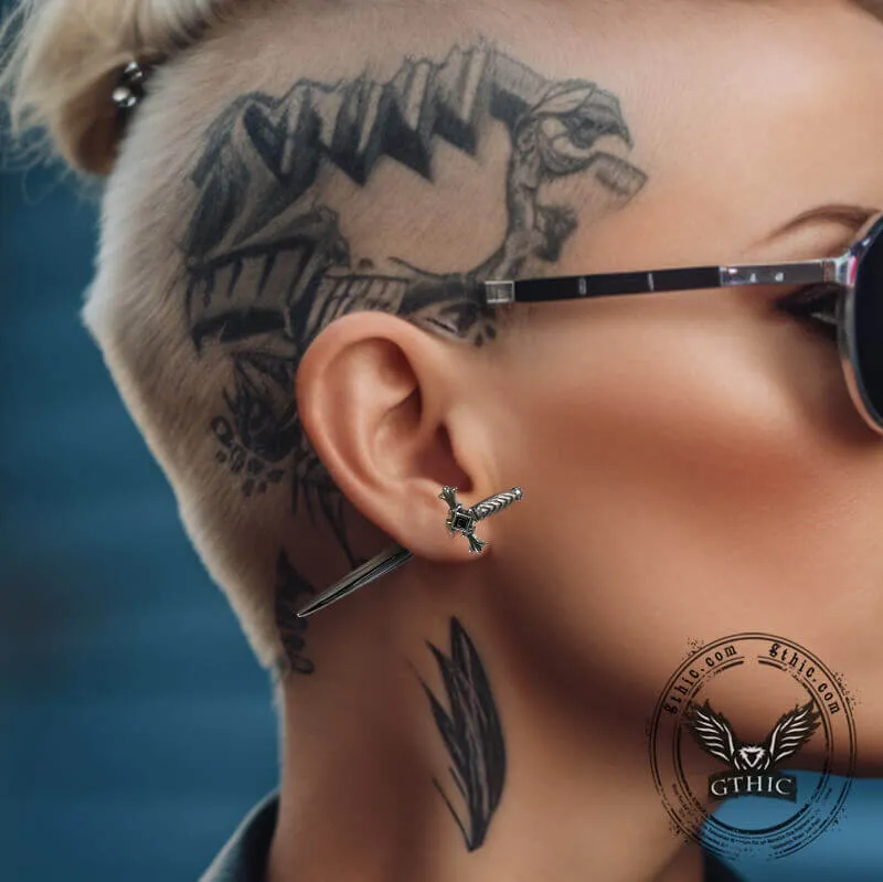 Dagger Sword Stainless Steel Stud Earrings sold by GTHIC product image thumbnail 2