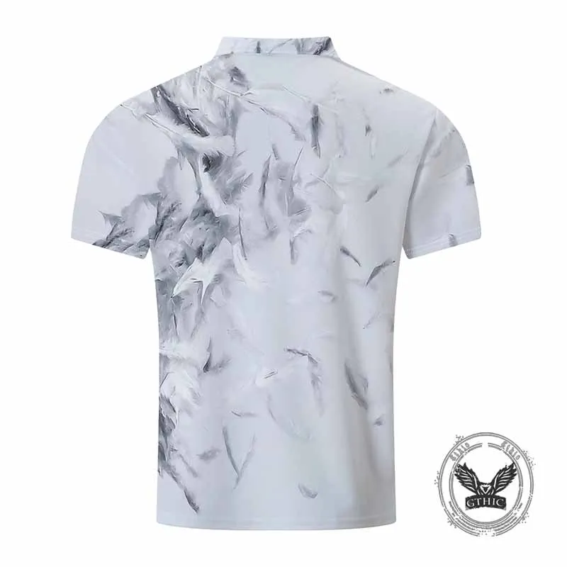 Casual Natural Feather Print Short Sleeve Polo Shirt sold by GTHIC product image thumbnail 2