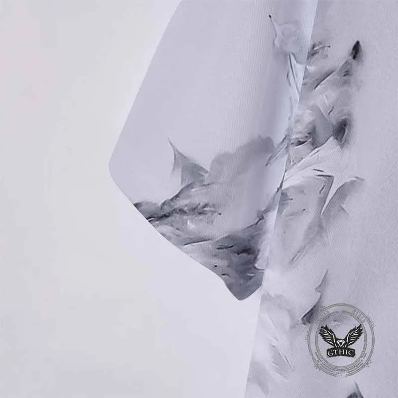 Casual Natural Feather Print Short Sleeve Polo Shirt sold by GTHIC product image thumbnail 3