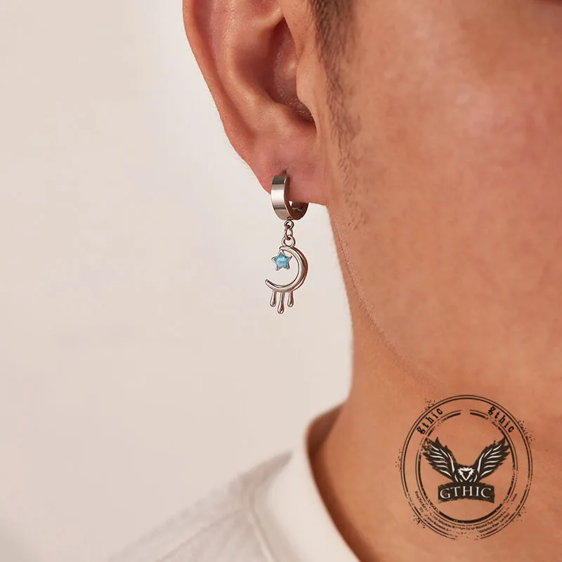 Fashion Oil Drop Star Moon Stainless Steel Drop Earrings sold by GTHIC product image thumbnail 3