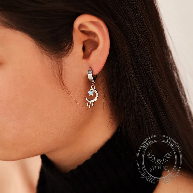 Fashion Oil Drop Star Moon Stainless Steel Drop Earrings sold by GTHIC product image thumbnail 2