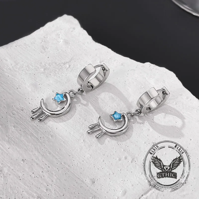 Fashion Oil Drop Star Moon Stainless Steel Drop Earrings sold by GTHIC