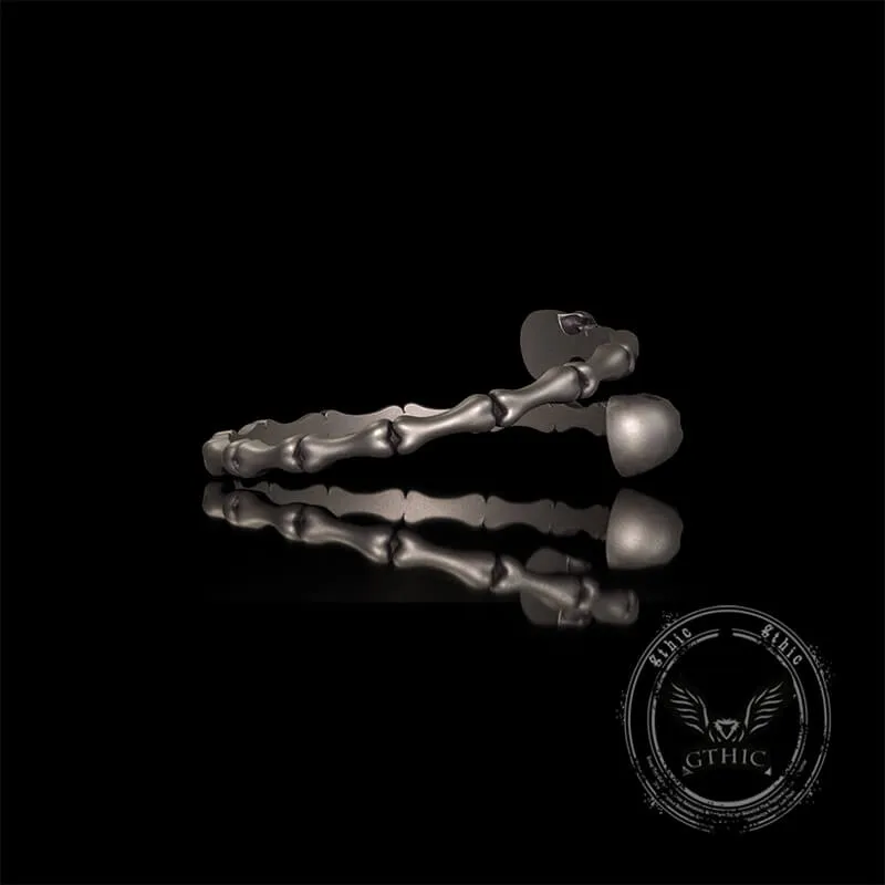 Gothic Skull Bone Sterling Silver Open Bracelet sold by GTHIC product image thumbnail 4