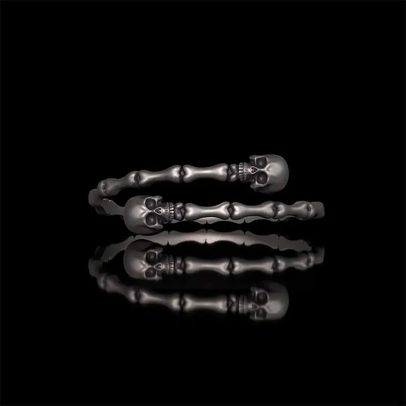 Gothic Skull Bone Sterling Silver Open Bracelet sold by GTHIC