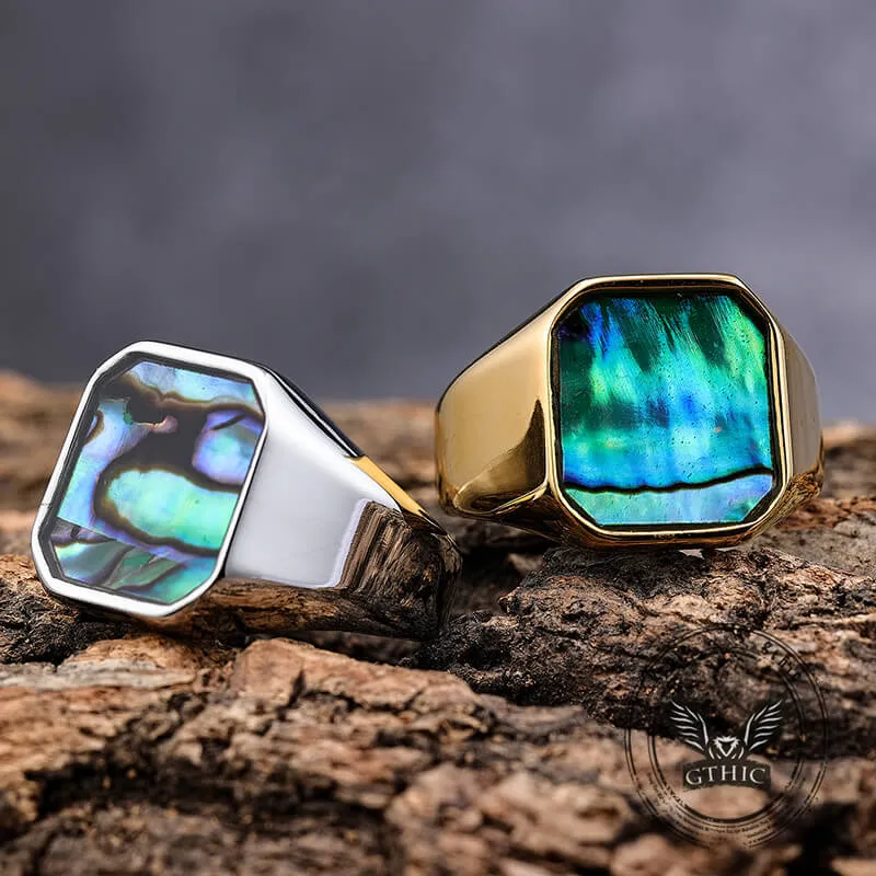 Simple Square Colorful Gemstone Stainless Steel Ring sold by GTHIC