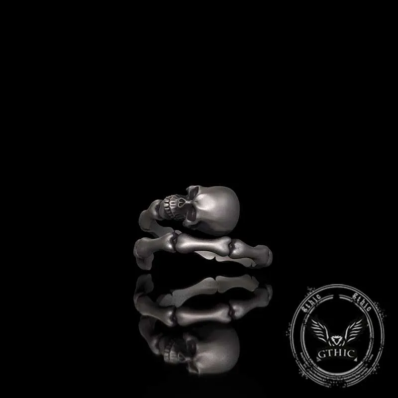 Gothic Skull Bone Sterling Silver Open Ring sold by GTHIC product image thumbnail 3