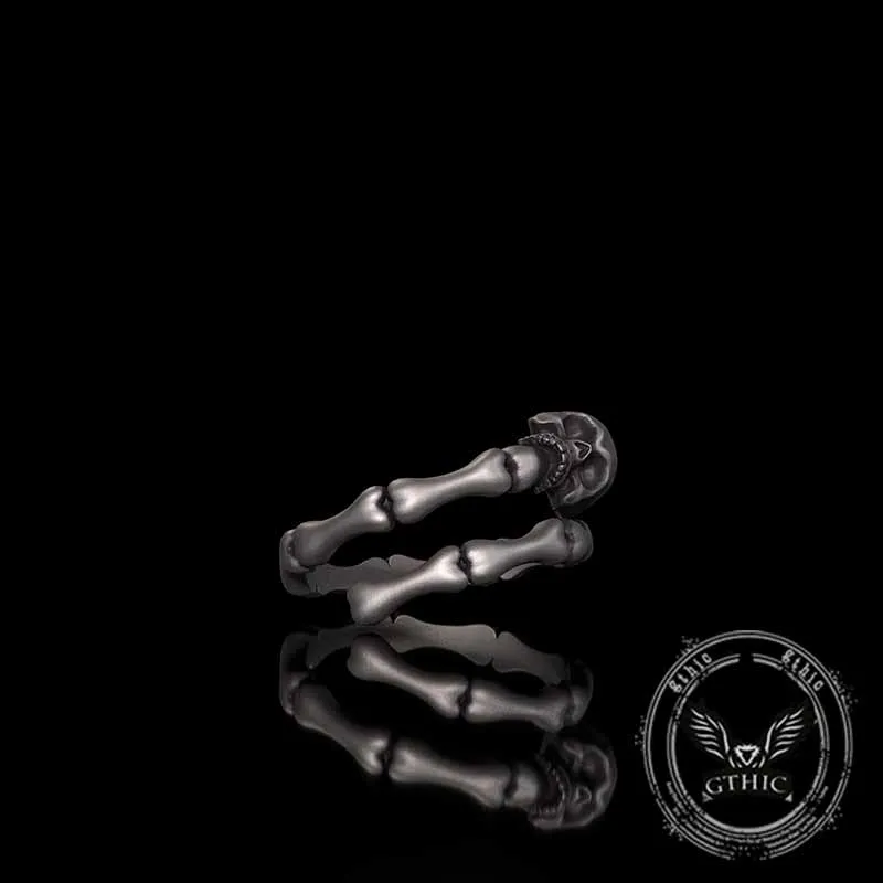 Gothic Skull Bone Sterling Silver Open Ring sold by GTHIC product image thumbnail 4