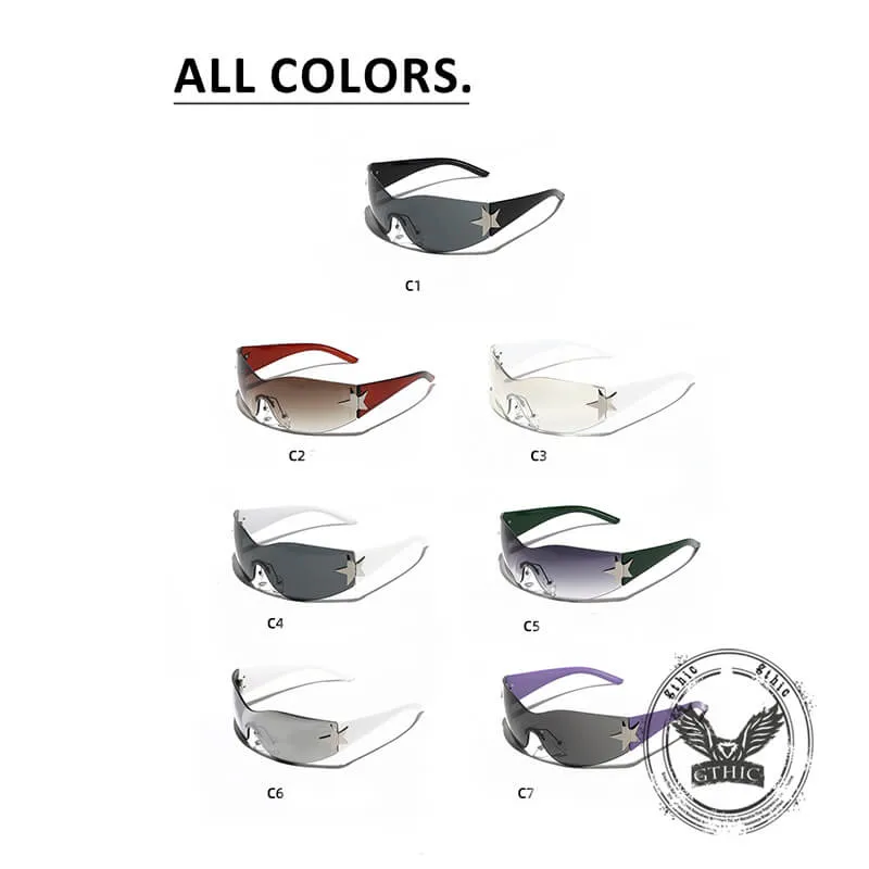 Y2K One-Piece Frameless Star Cycling PC Sunglasses sold by GTHIC product image thumbnail 3
