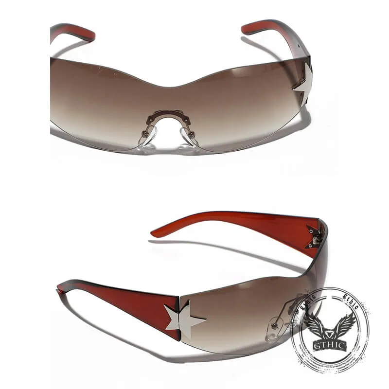 Y2K One-Piece Frameless Star Cycling PC Sunglasses sold by GTHIC product image thumbnail 2