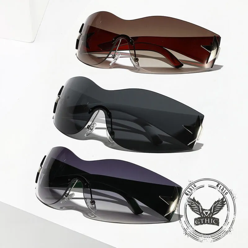 Y2K One-Piece Frameless Star Cycling PC Sunglasses sold by GTHIC