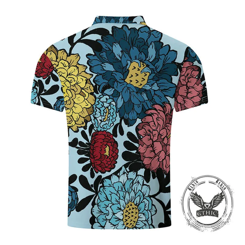 Fashionable Summer Floral Print Short Sleeve Polo Shirt sold by GTHIC product image thumbnail 2