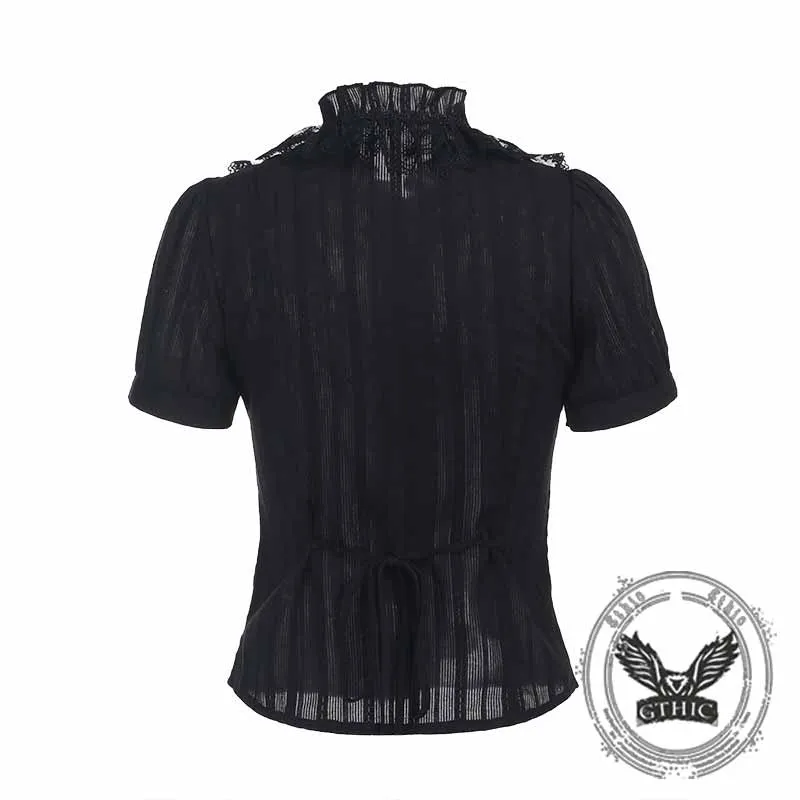 Gothic Jacquard Design Dark Short Sleeve Shirt sold by GTHIC product image thumbnail 4