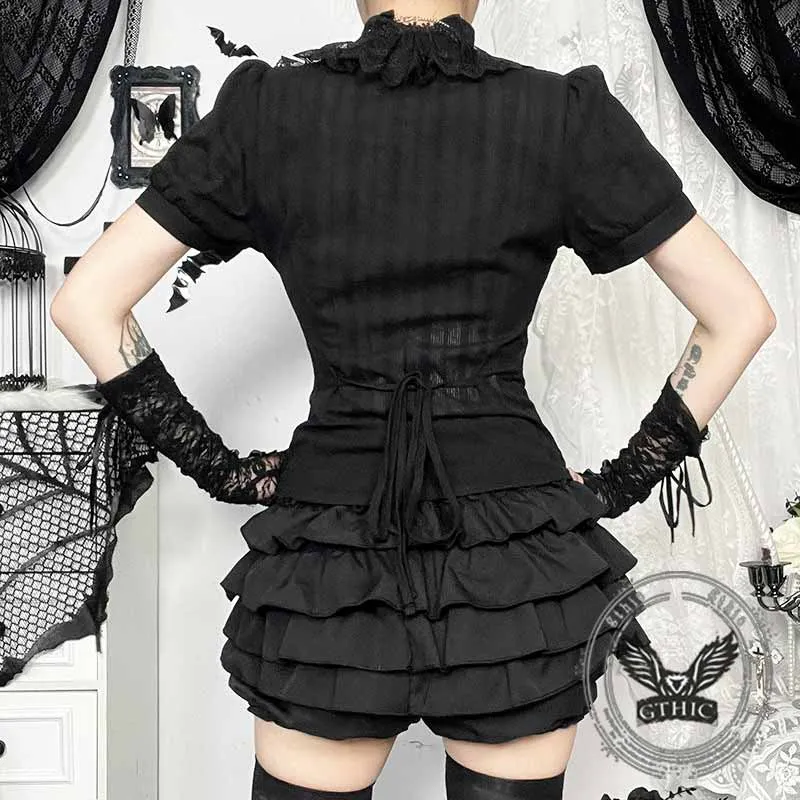 Gothic Jacquard Design Dark Short Sleeve Shirt sold by GTHIC product image thumbnail 2