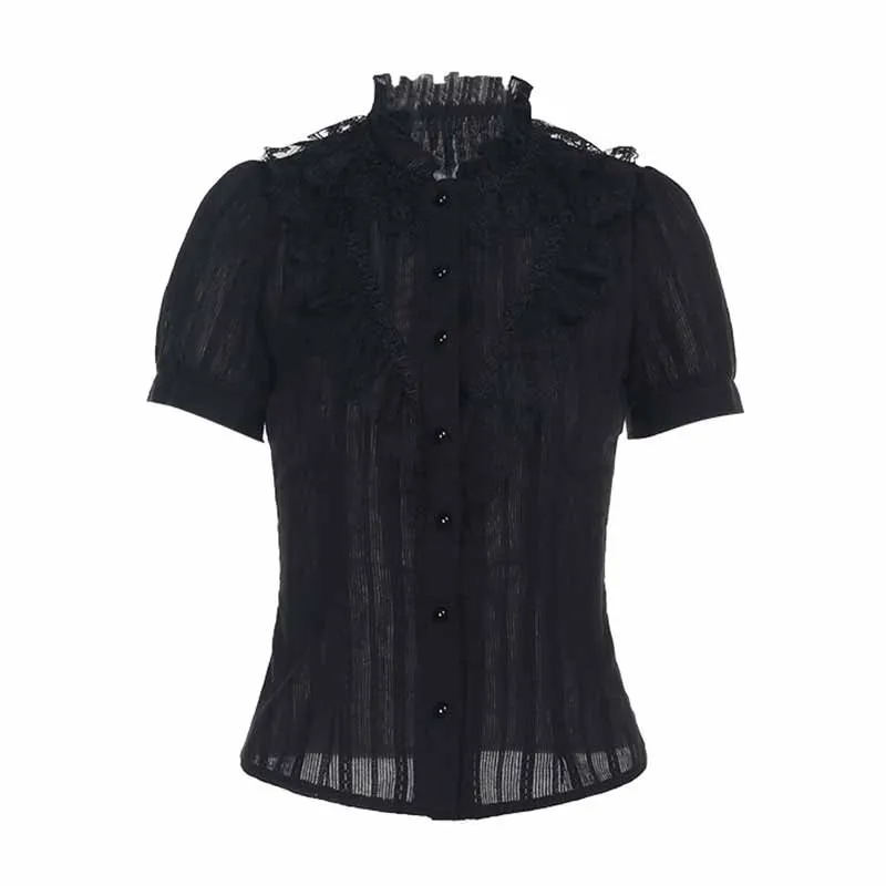 Gothic Jacquard Design Dark Short Sleeve Shirt sold by GTHIC product image thumbnail 3