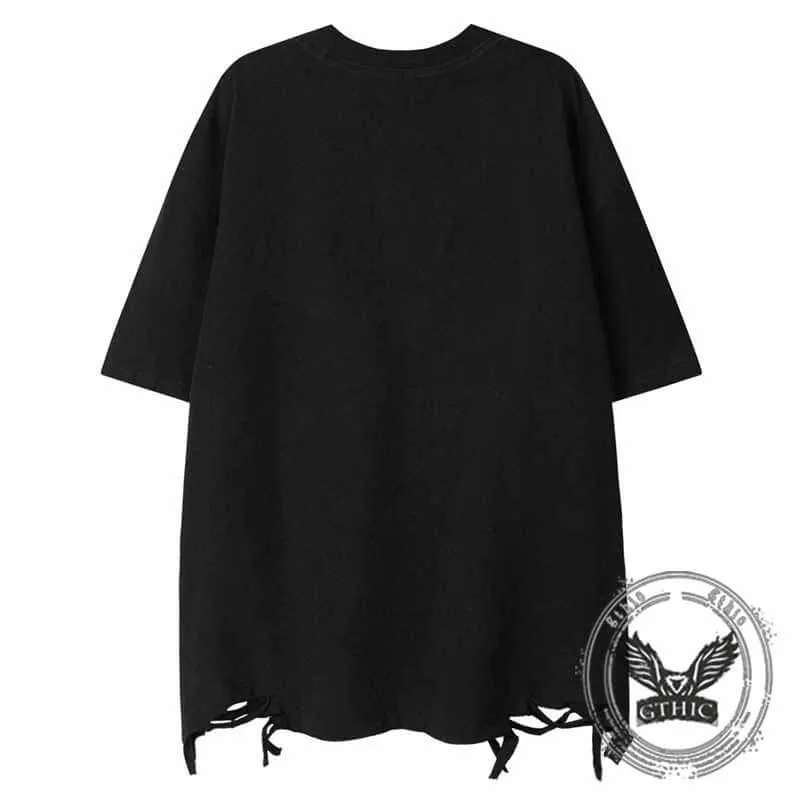 Vintage Rock Singer Character Print Ripped T-shirt sold by GTHIC product image thumbnail 4