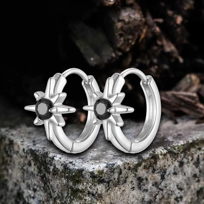 Black Zircon Octagonal Star Stainless Steel Earrings sold by GTHIC product image thumbnail 4