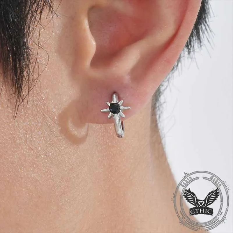 Black Zircon Octagonal Star Stainless Steel Earrings sold by GTHIC product image thumbnail 2