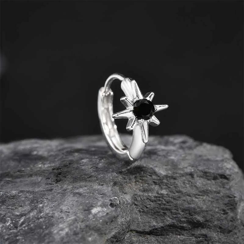 Black Zircon Octagonal Star Stainless Steel Earrings sold by GTHIC product image thumbnail 3