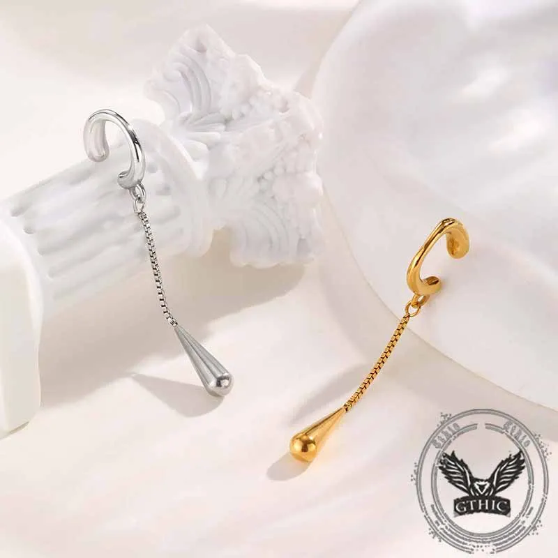 Simple Chain Teardrop Stainless Steel Ear Clips sold by GTHIC