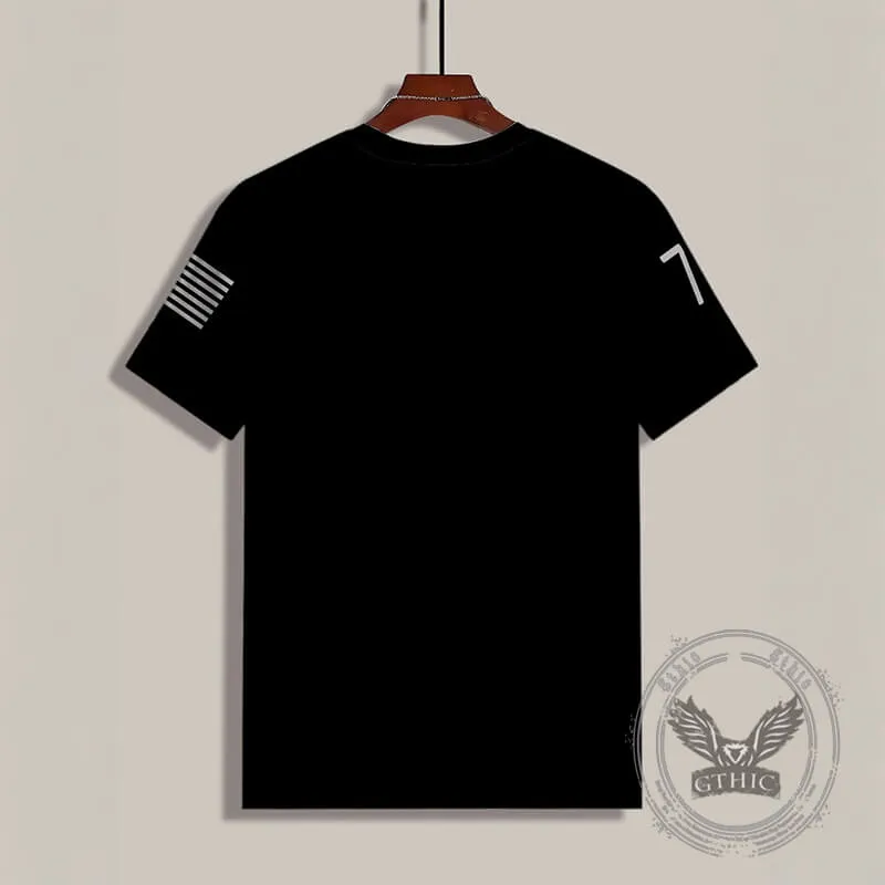 Casual American Flag Skull Print Crew Neck T-Shirt sold by GTHIC product image thumbnail 2