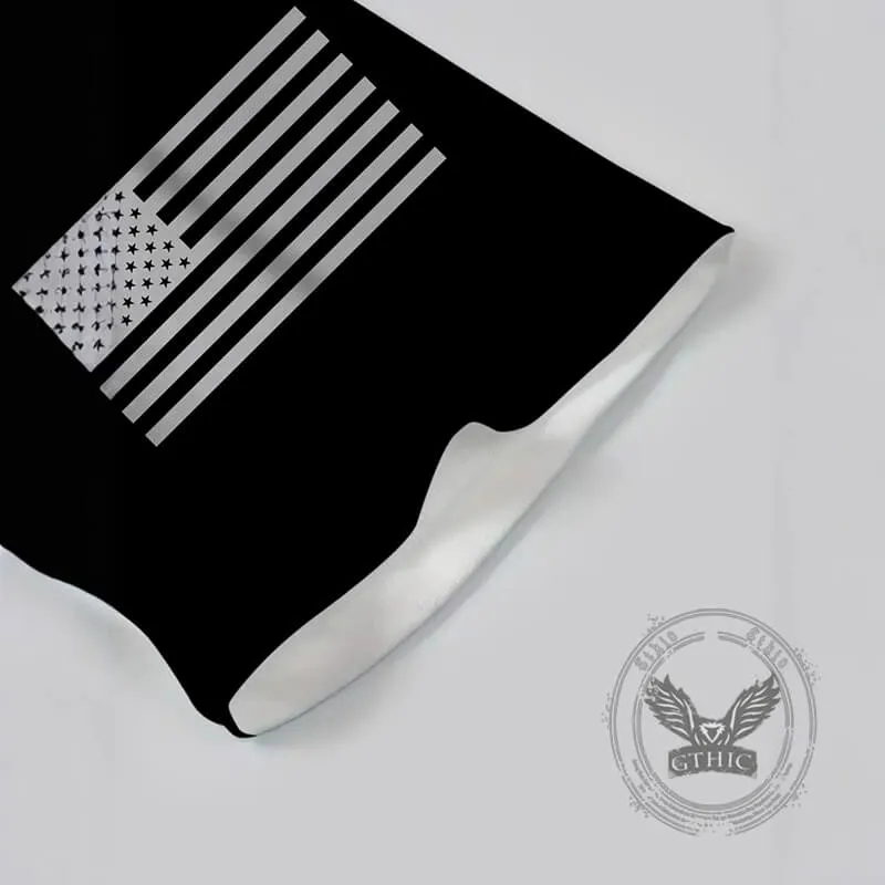 Casual American Flag Skull Print Crew Neck T-Shirt sold by GTHIC product image thumbnail 3