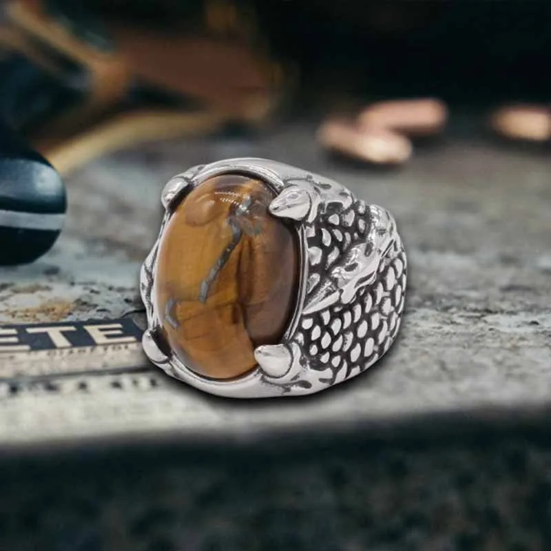 Dragon Claw Tiger Eye Stone Stainless Steel Ring sold by GTHIC product image thumbnail 4