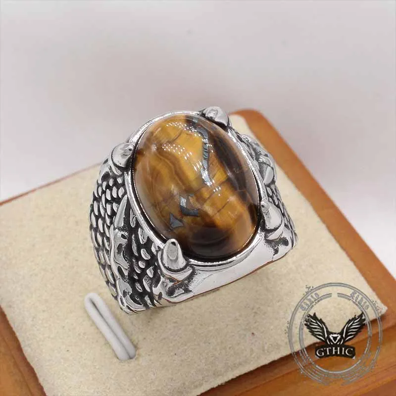 Dragon Claw Tiger Eye Stone Stainless Steel Ring sold by GTHIC product image thumbnail 2